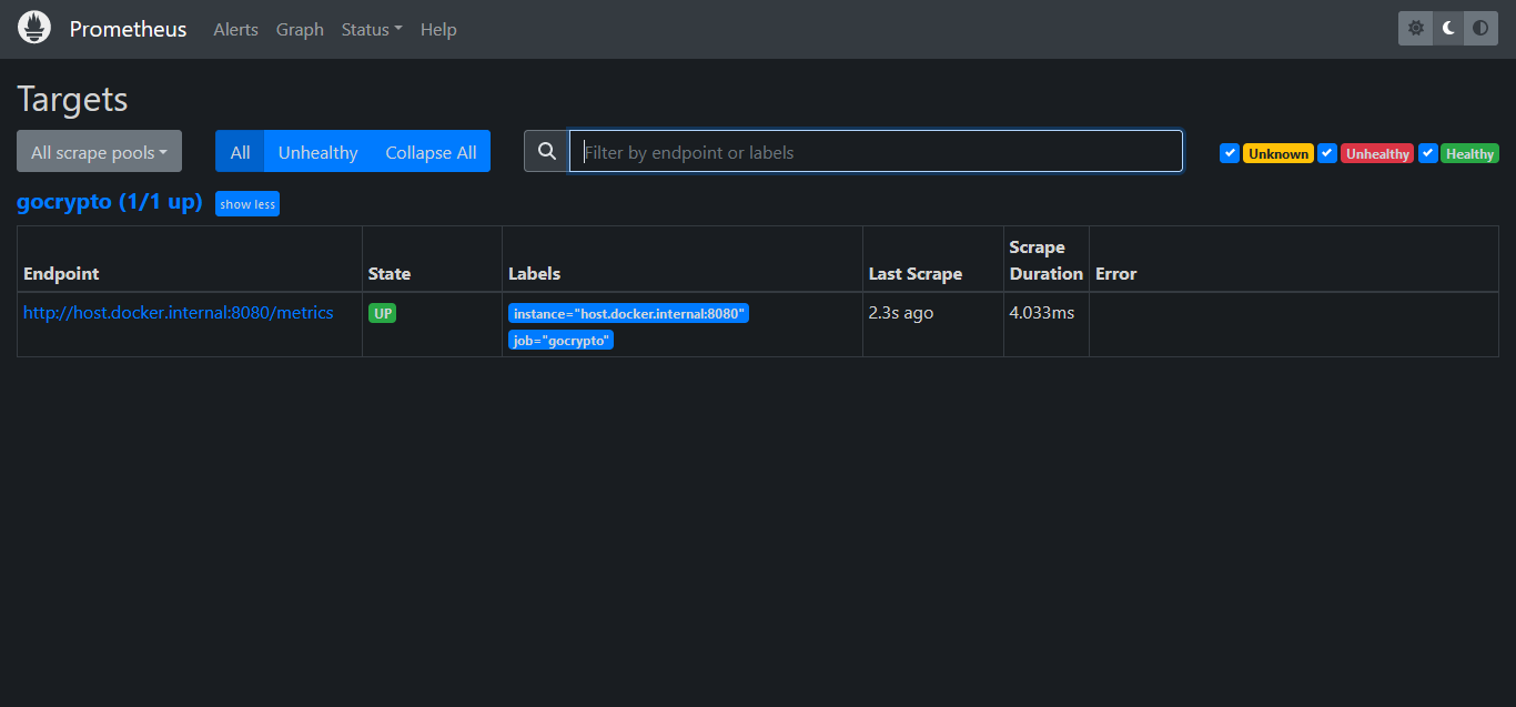 Prometheus web interface